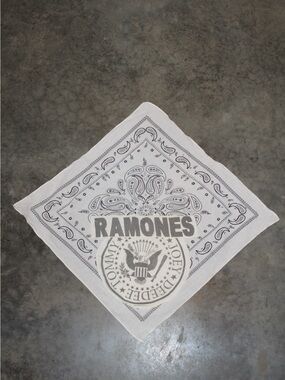 Ramones White Printed Pocket Square - Band Logo Paisley Design